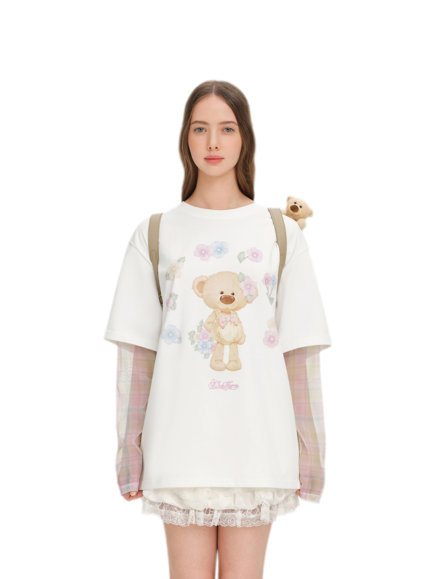 Floral Plush Bear Backpack
