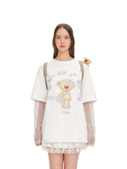Floral Plush Bear Backpack