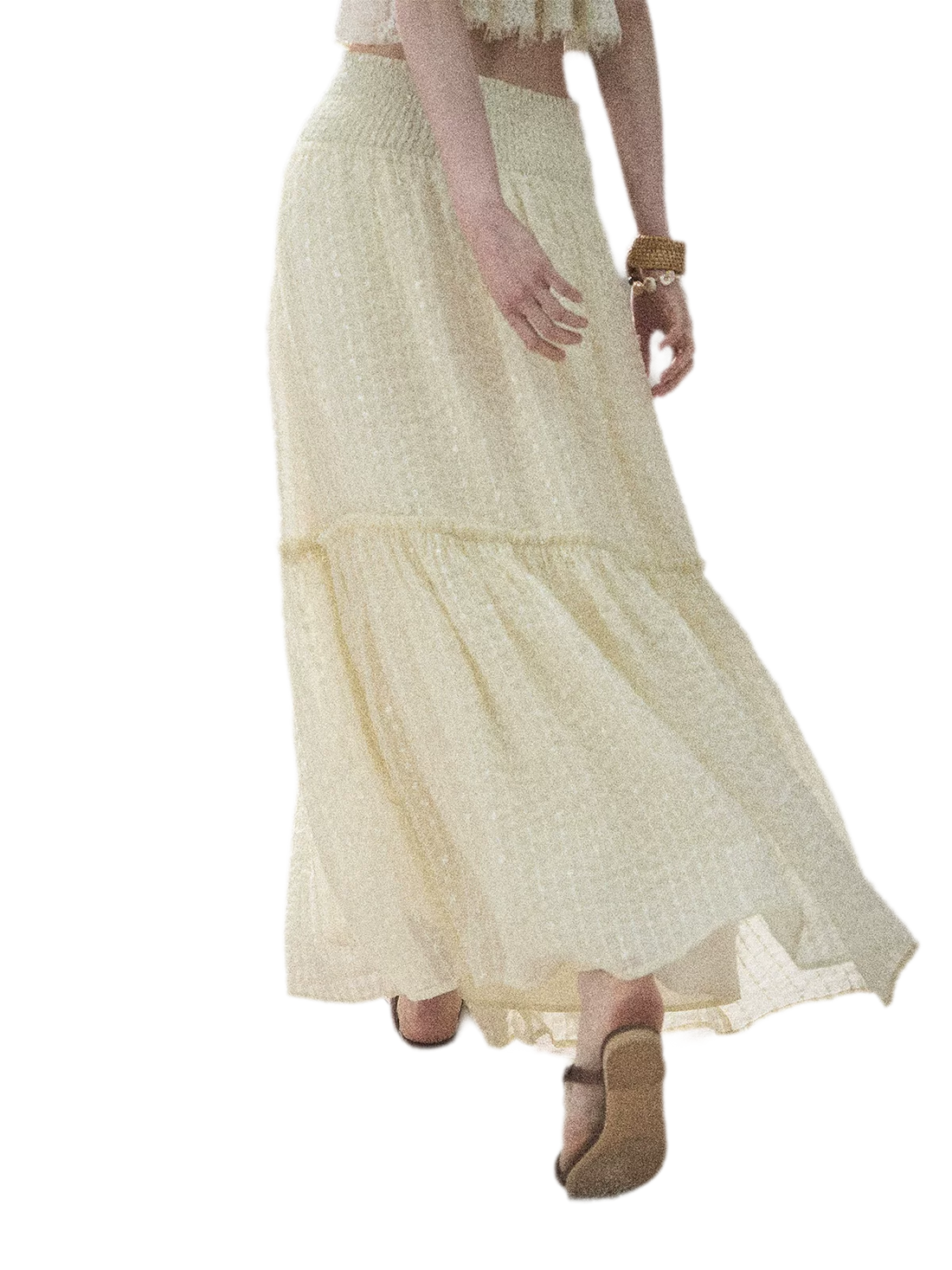 "Waves of Wheat" French Lace Midi Skirt
