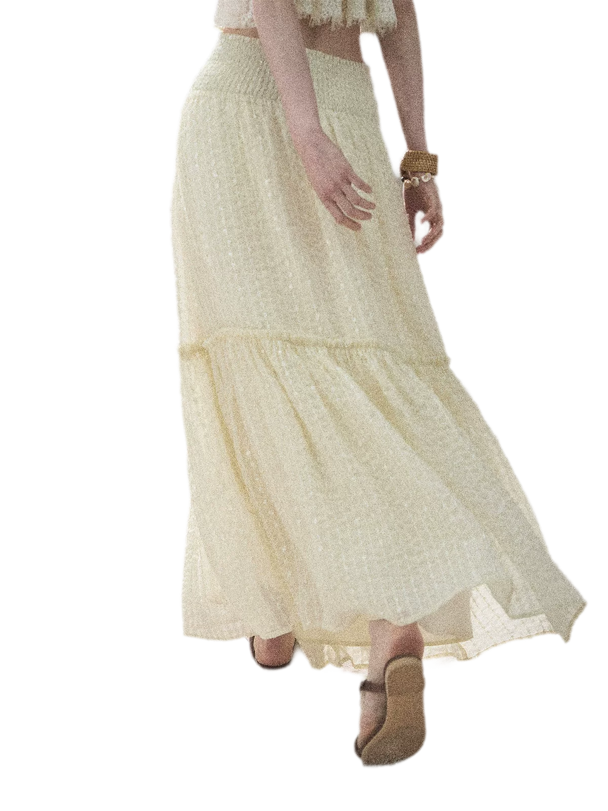"Waves of Wheat" French Lace Midi Skirt