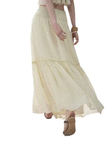 "Waves of Wheat" French Lace Midi Skirt