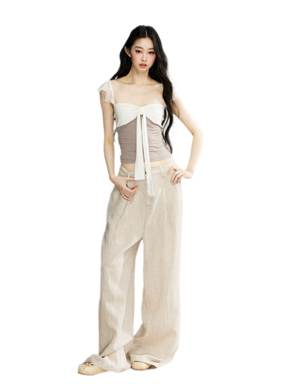 Linen Blend Wide Pants
