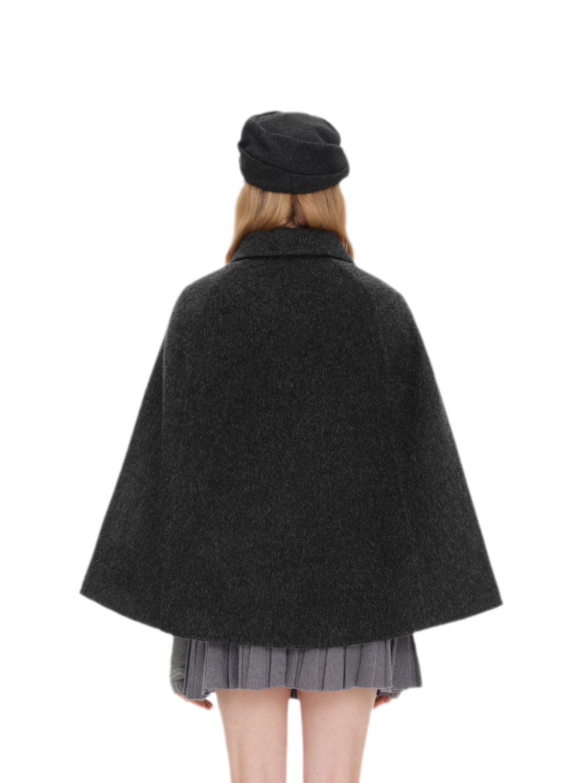 Cappotto mantella in peluche con fiocco