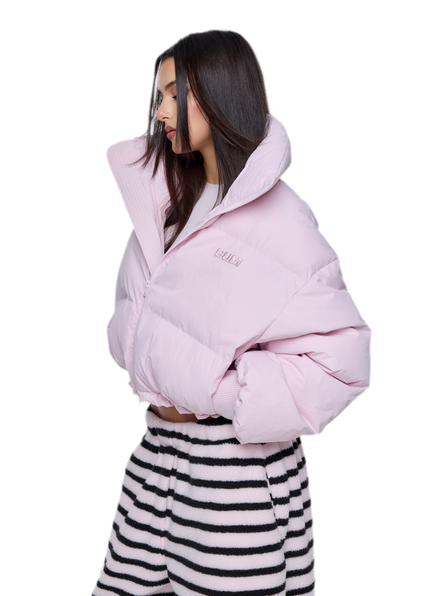 Pink Cropped Puffer Jacket