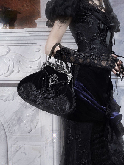 Velvet Bat Frame Handbag