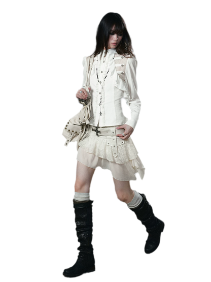 Lace Ruffle Waist Blouse