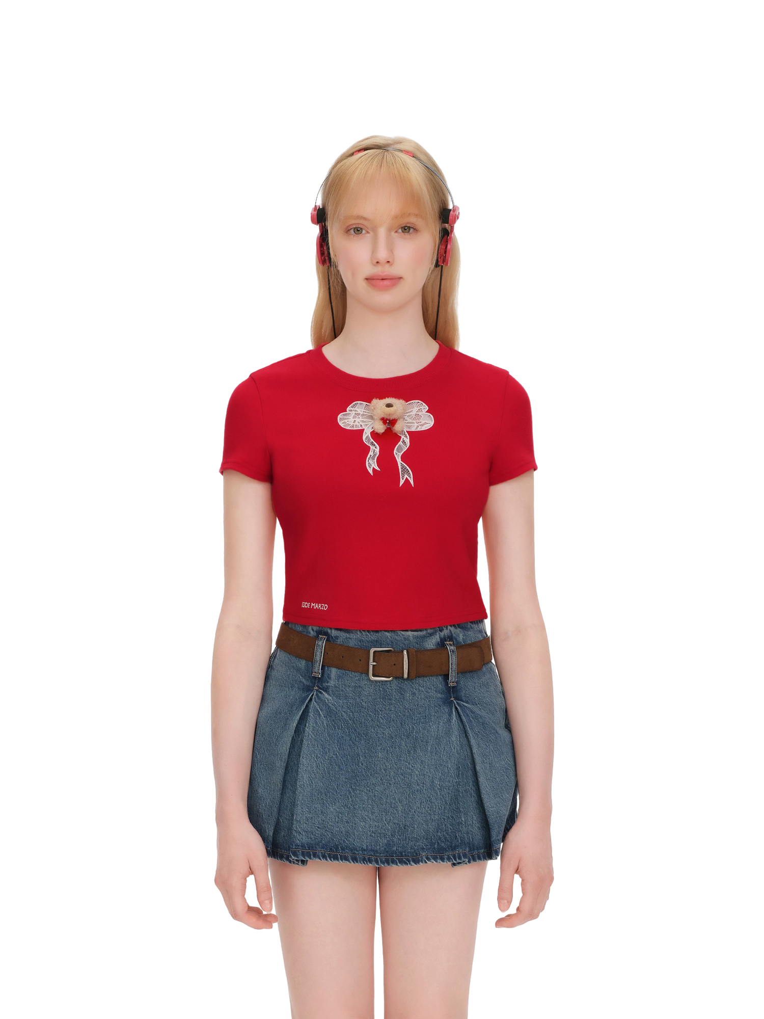 Spring/Summer 2026 Lace Bow Short Sleeve T-shirt
