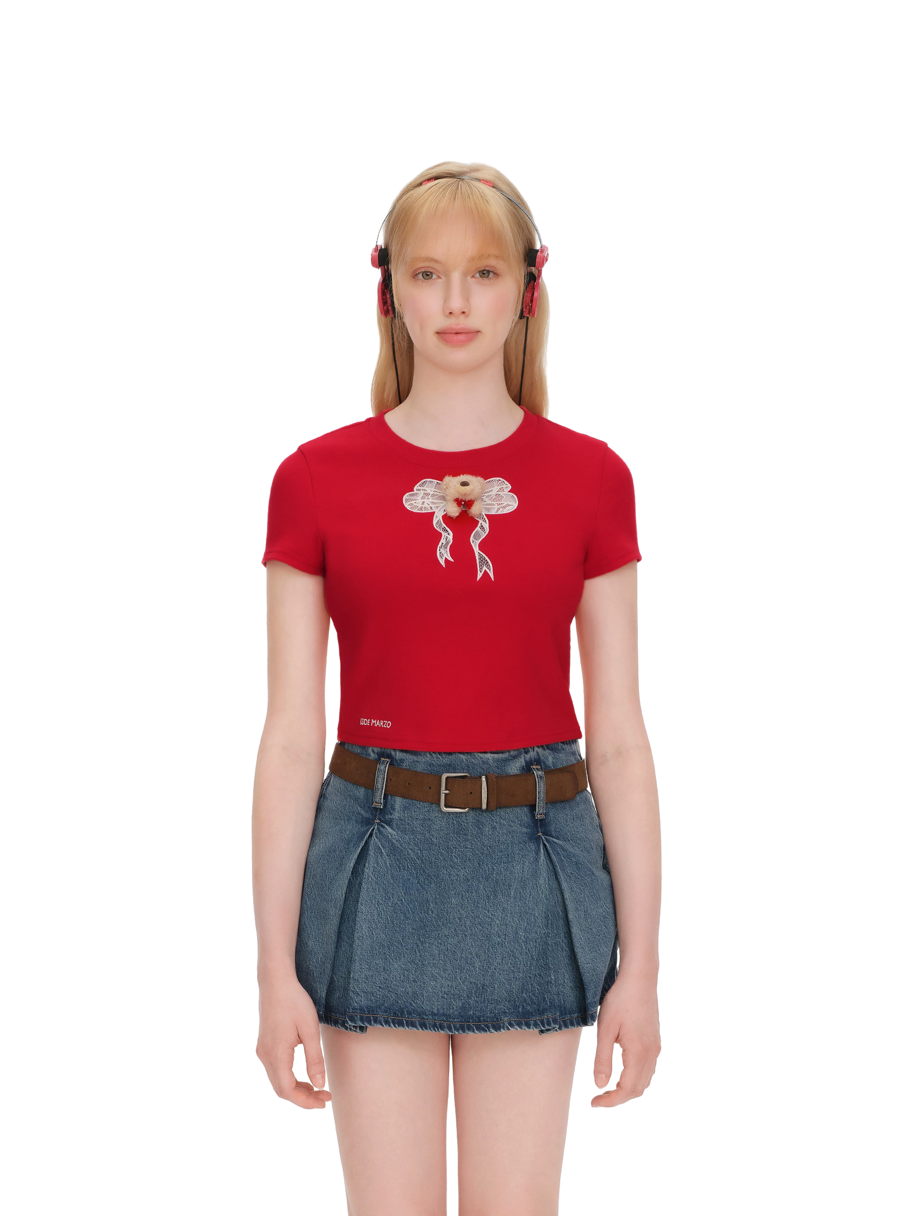 Spring/Summer 2026 Lace Bow Short Sleeve T-shirt