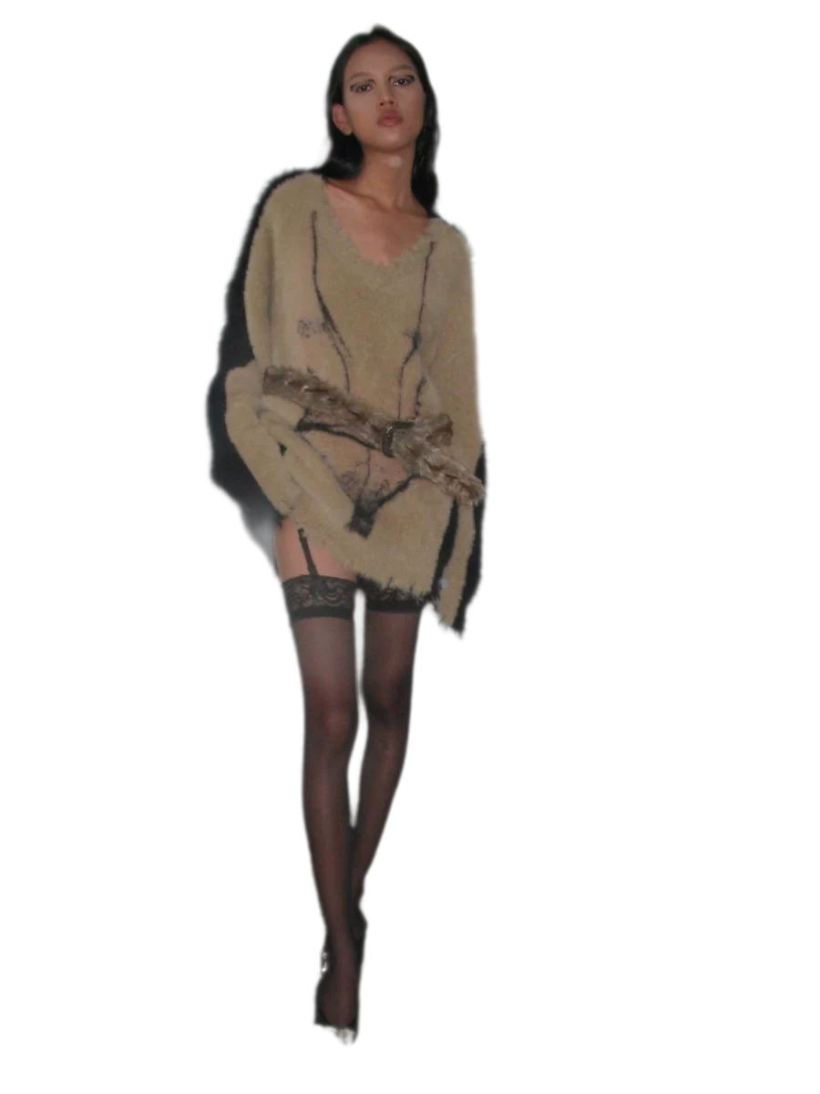 Gradient Faux-Fur Belt