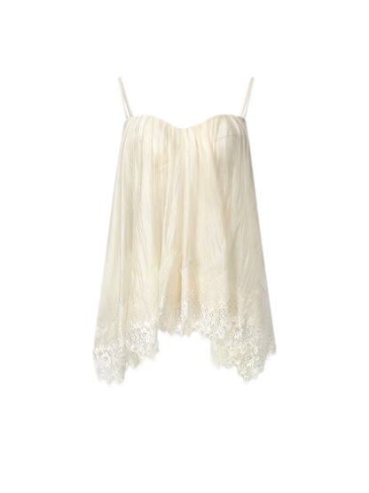 Fishbone Ruffle Chiffon Bustier Top