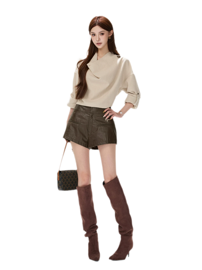 Matte PU High-Waisted Shorts