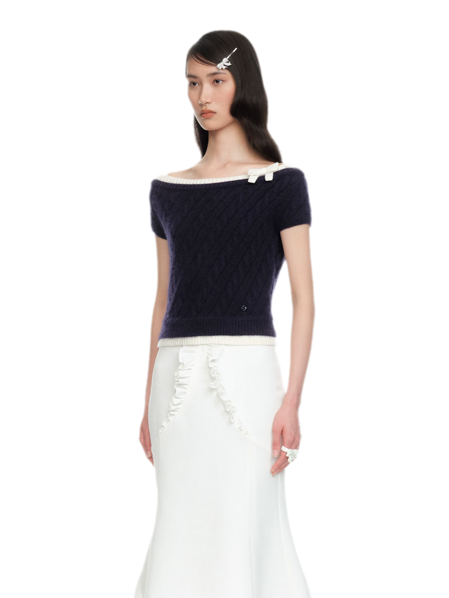 Cable Knit Off-Shoulder Top