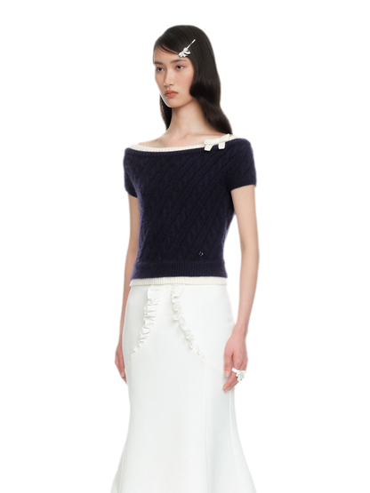 Cable Knit Off-Shoulder Top
