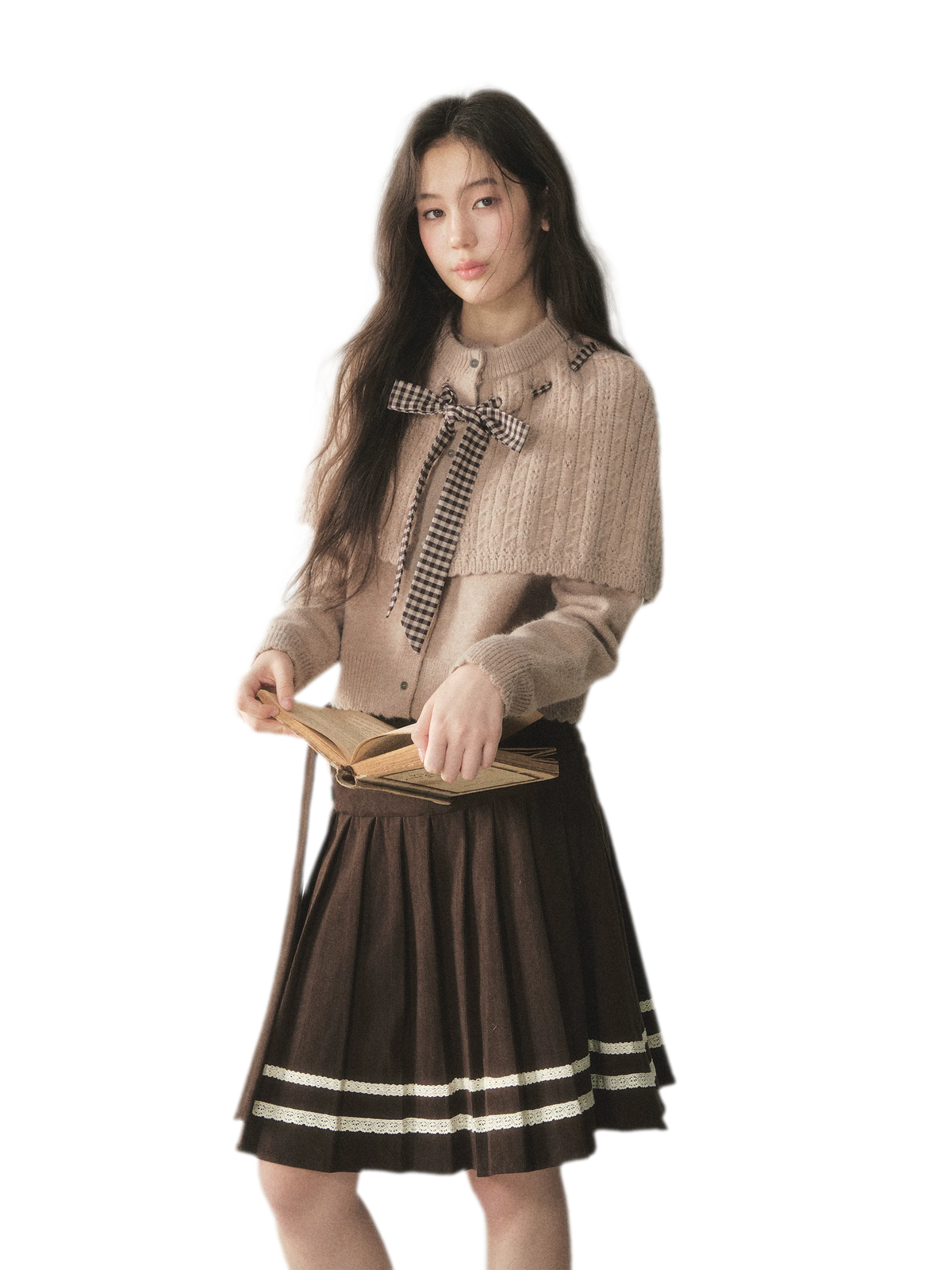 Cable Knit Cape Cardigan Set