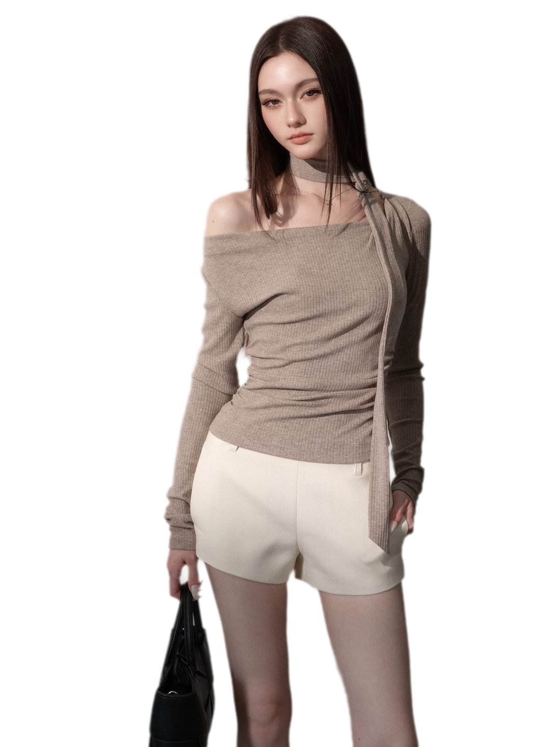 Wool-Blend Double-Pocket Mid-Waist Shorts