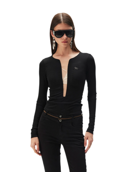 Mesh V-Neck Slim Tee
