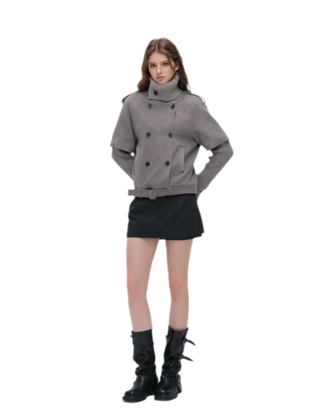 Cape Collar Cropped Jacket