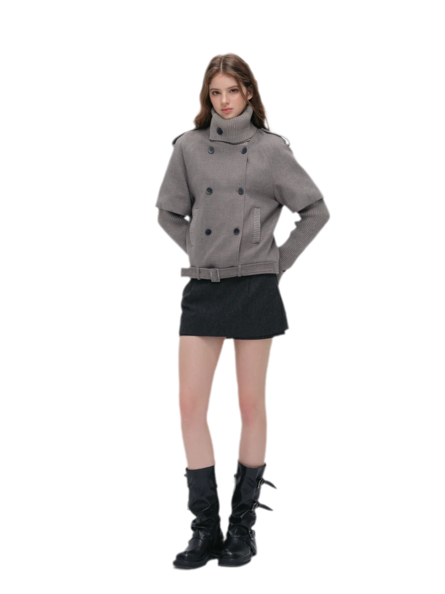 Cape Collar Cropped Jacket