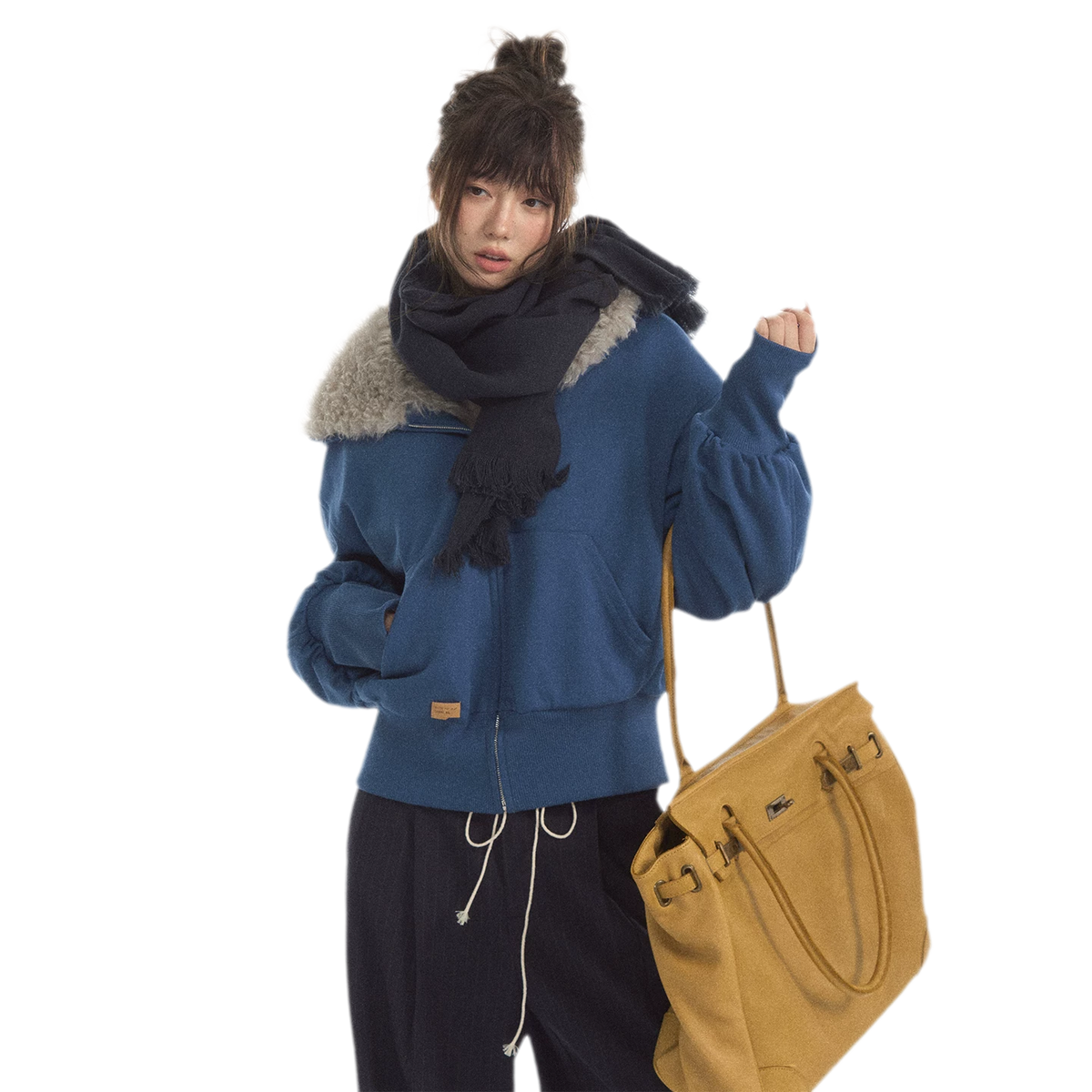 Fuzzy Hooded Cropped Puffer Jacket
