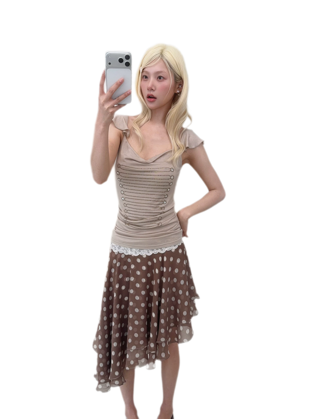 Ruffled Rhinestone Camisole