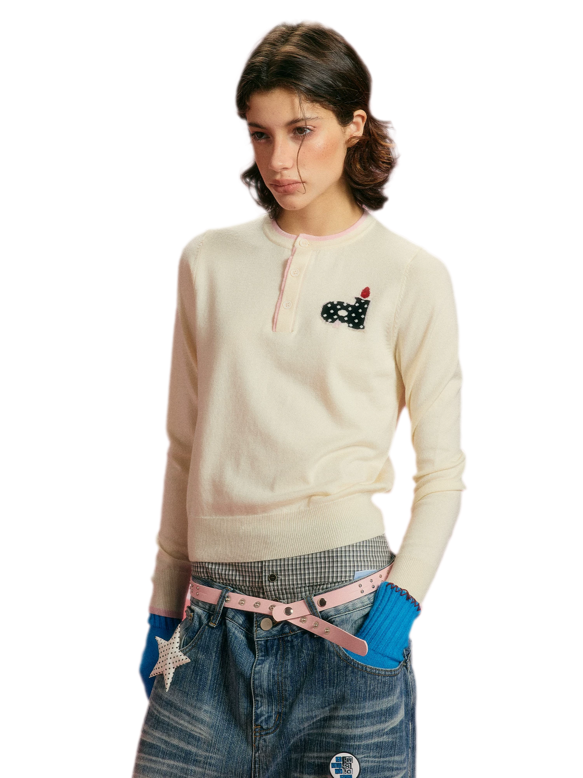 Top in maglia con contrasto in misto seta