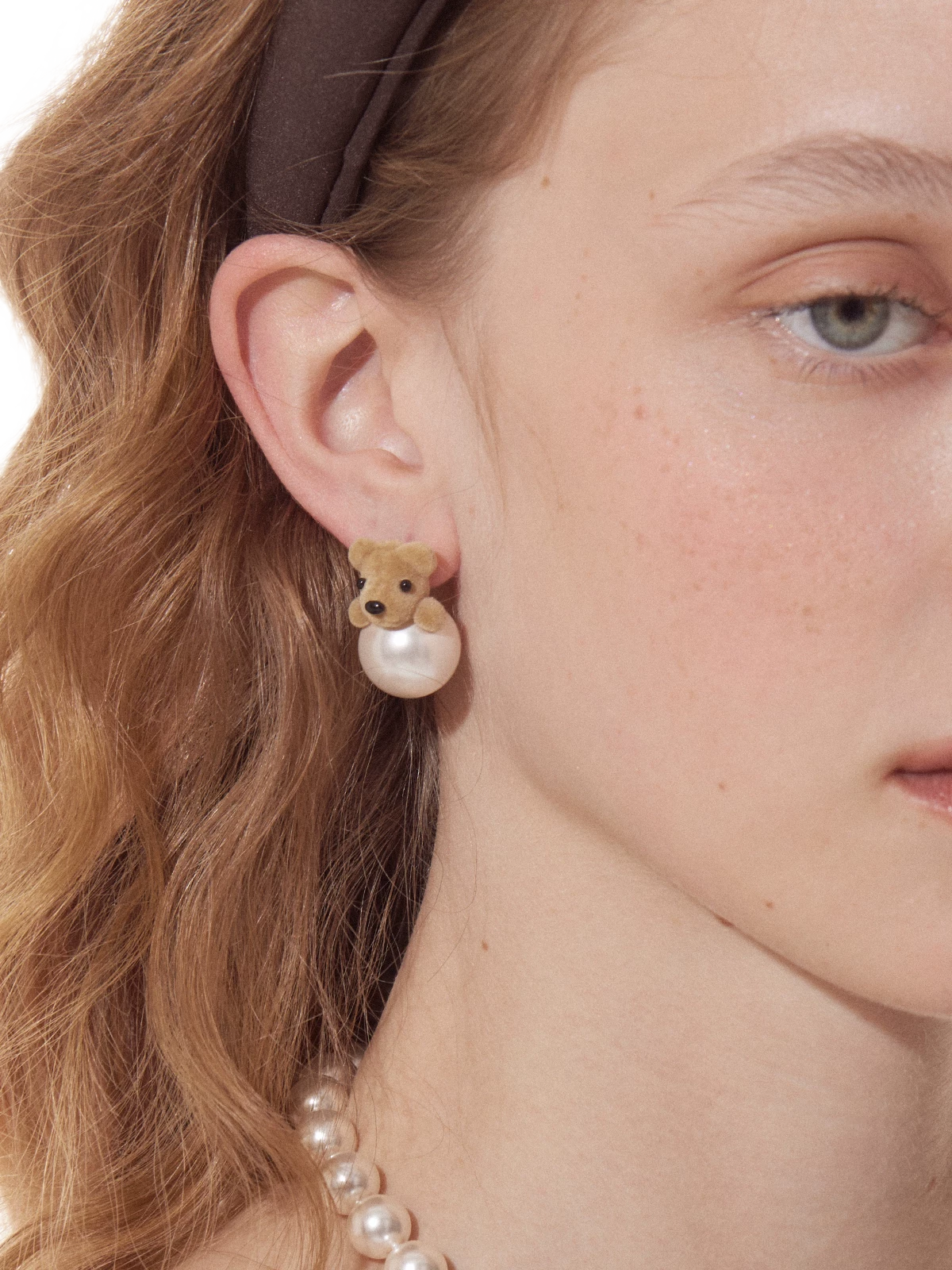Pearl Teddy Bear Earrings
