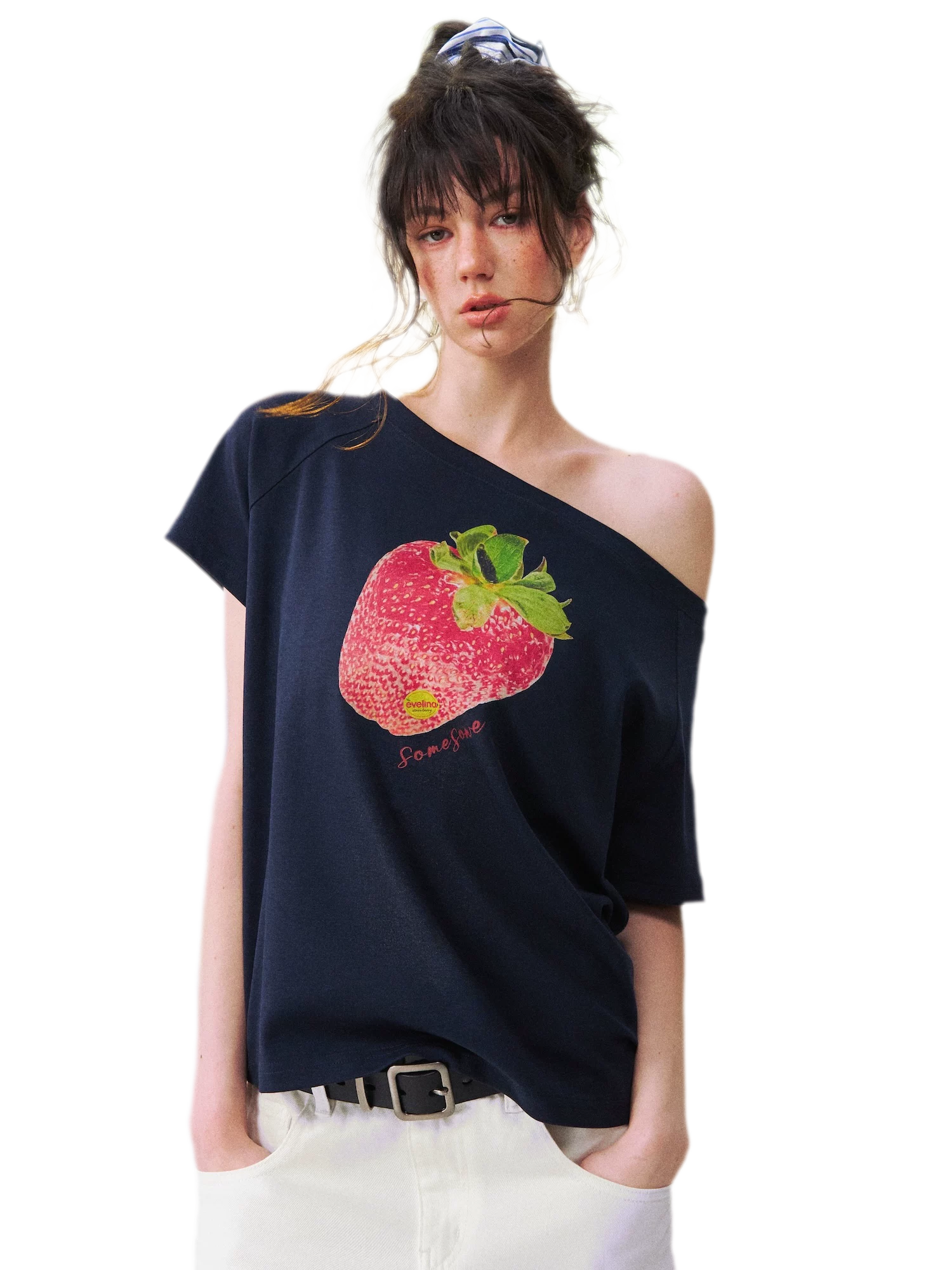 Dopamine Strawberry One-Shoulder Tee