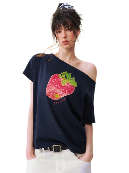 Dopamine Strawberry One-Shoulder Tee