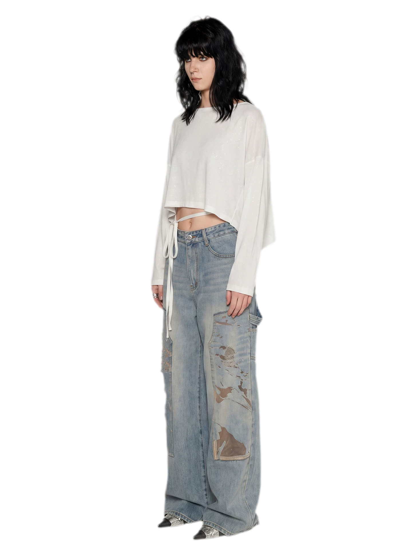Silver Thread Off-Shoulder Top