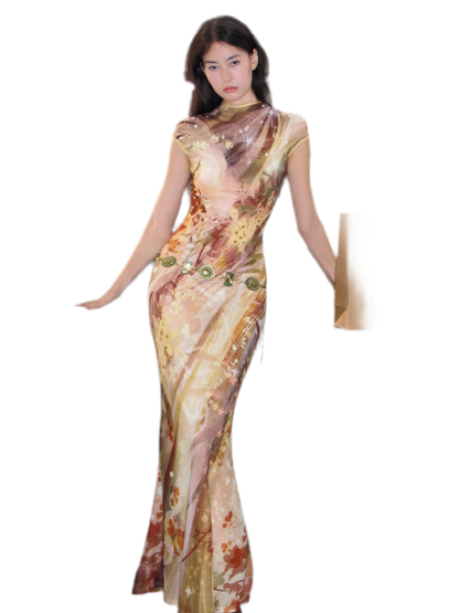 Reversible Fishtail Qipao Dress