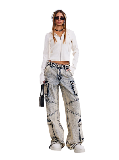 Retro Workwear Wide-Leg Pants