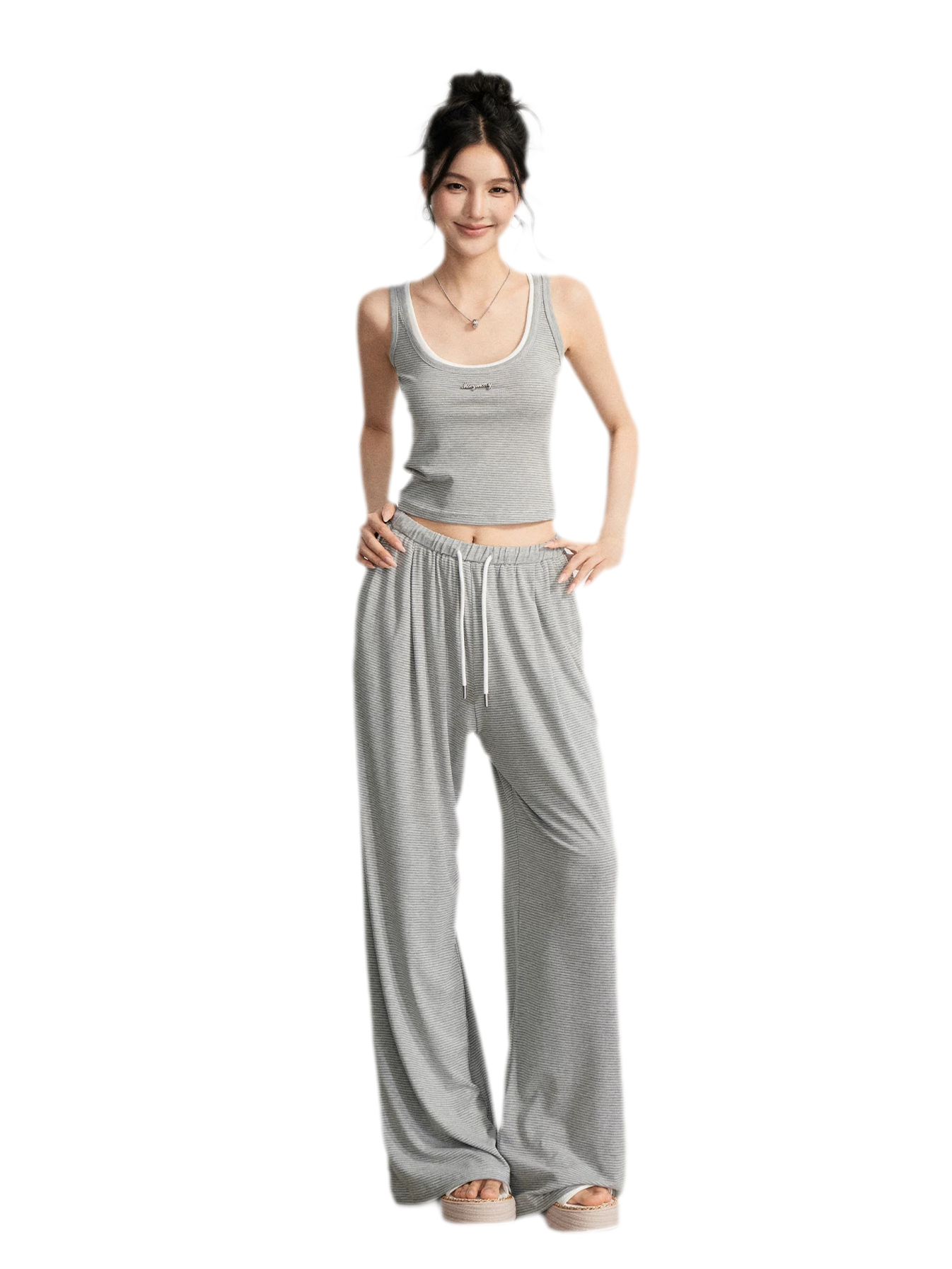 Striped U-Neck Set