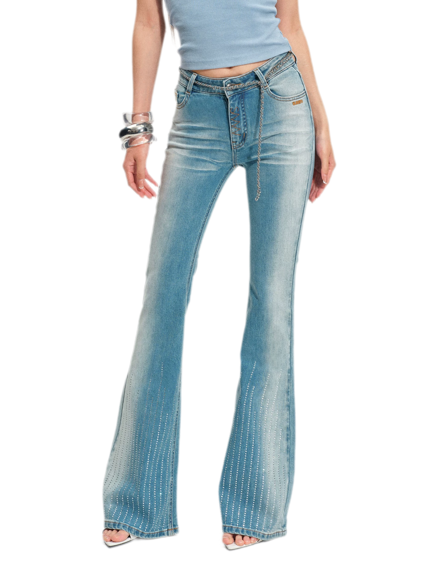 Shimmer Micro-Flare Jeans
