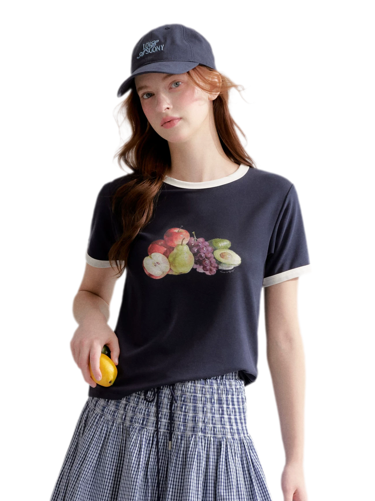 Rhinestone Fruit Print Tee