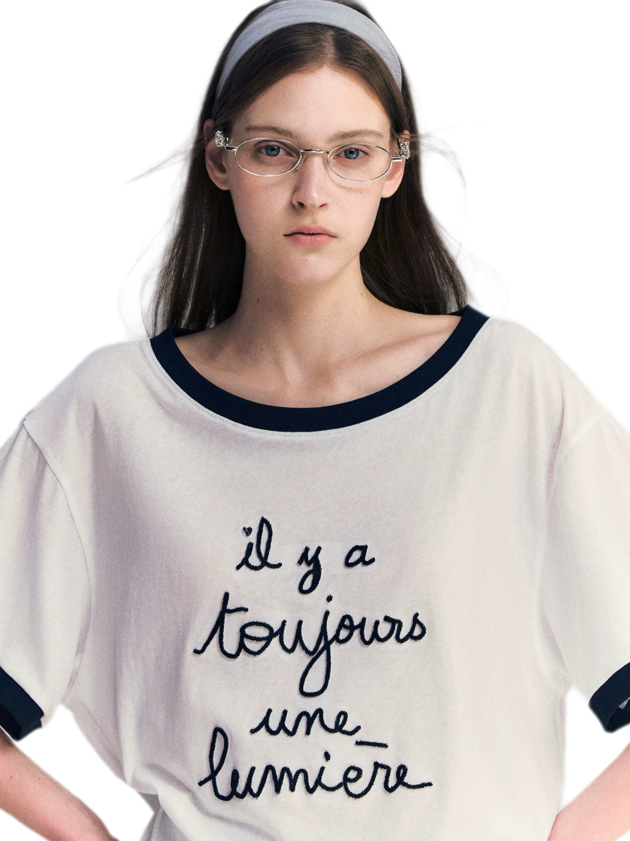 Contrast Rib Knit T-Shirt