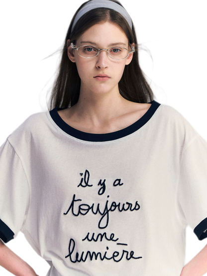 Contrast Rib Knit T-Shirt