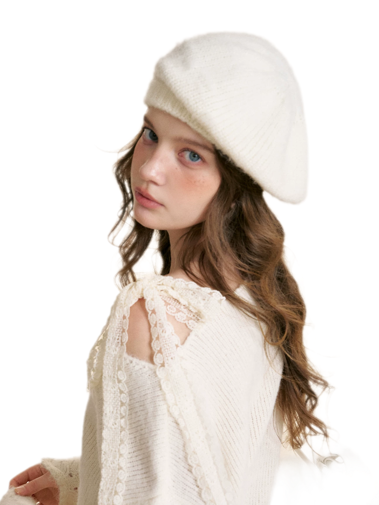 Lace Drawstring Off-Shoulder Sweater