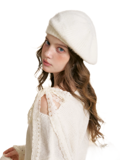 Lace Drawstring Off-Shoulder Sweater