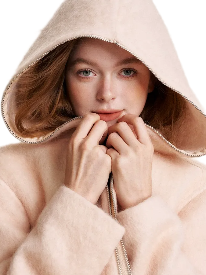 Soft Wool Hooded Jacket