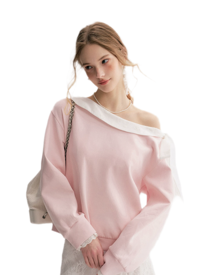 Balletcore Lace Collar Sweatshirt
