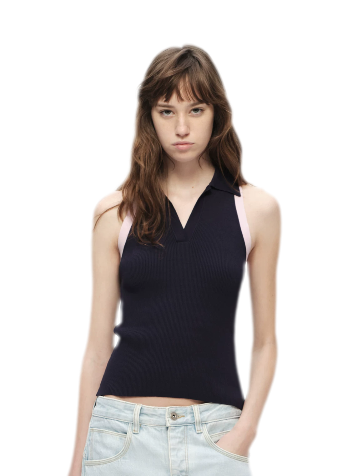 Contrast Rib Polo Tank