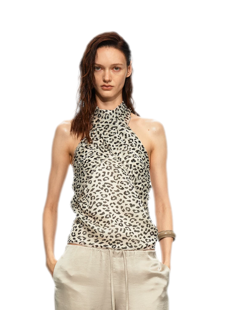 Sheer Leopard Halter Cami