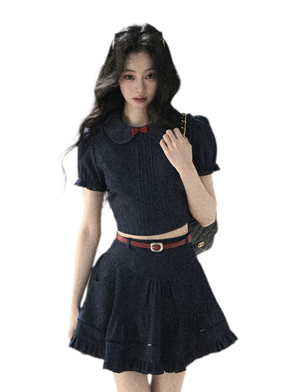 Seaside Pintuck Denim Set