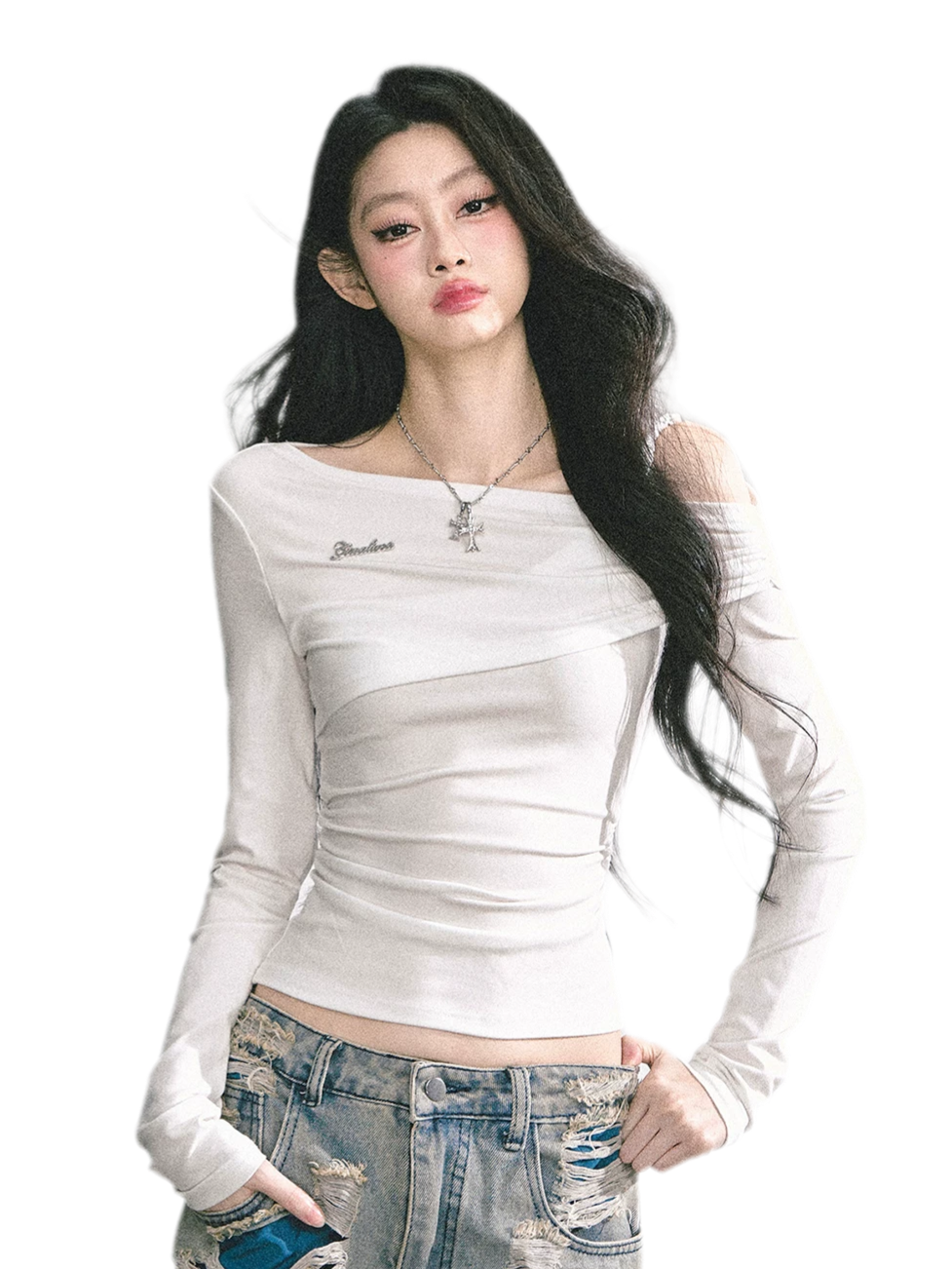 Lace Cutout Shoulder Tee