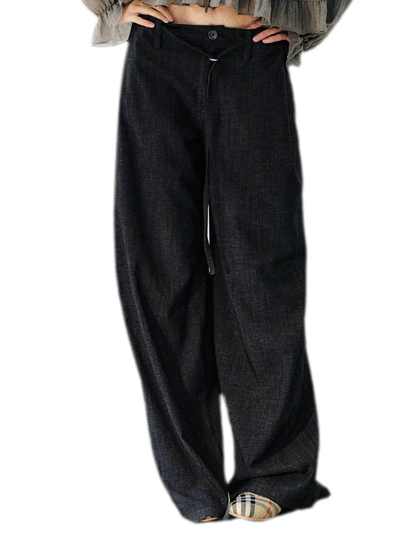 Faux Linen Wide Jeans