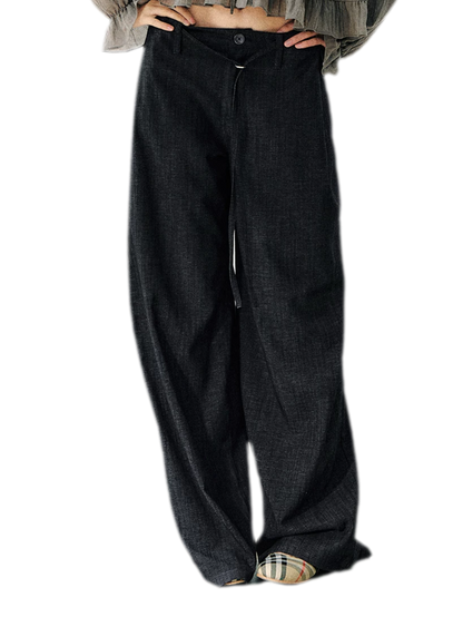 Faux Linen Wide Jeans