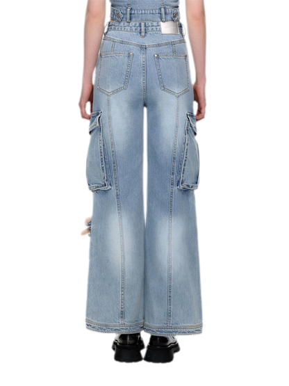 Denim Cargo Straight Pants