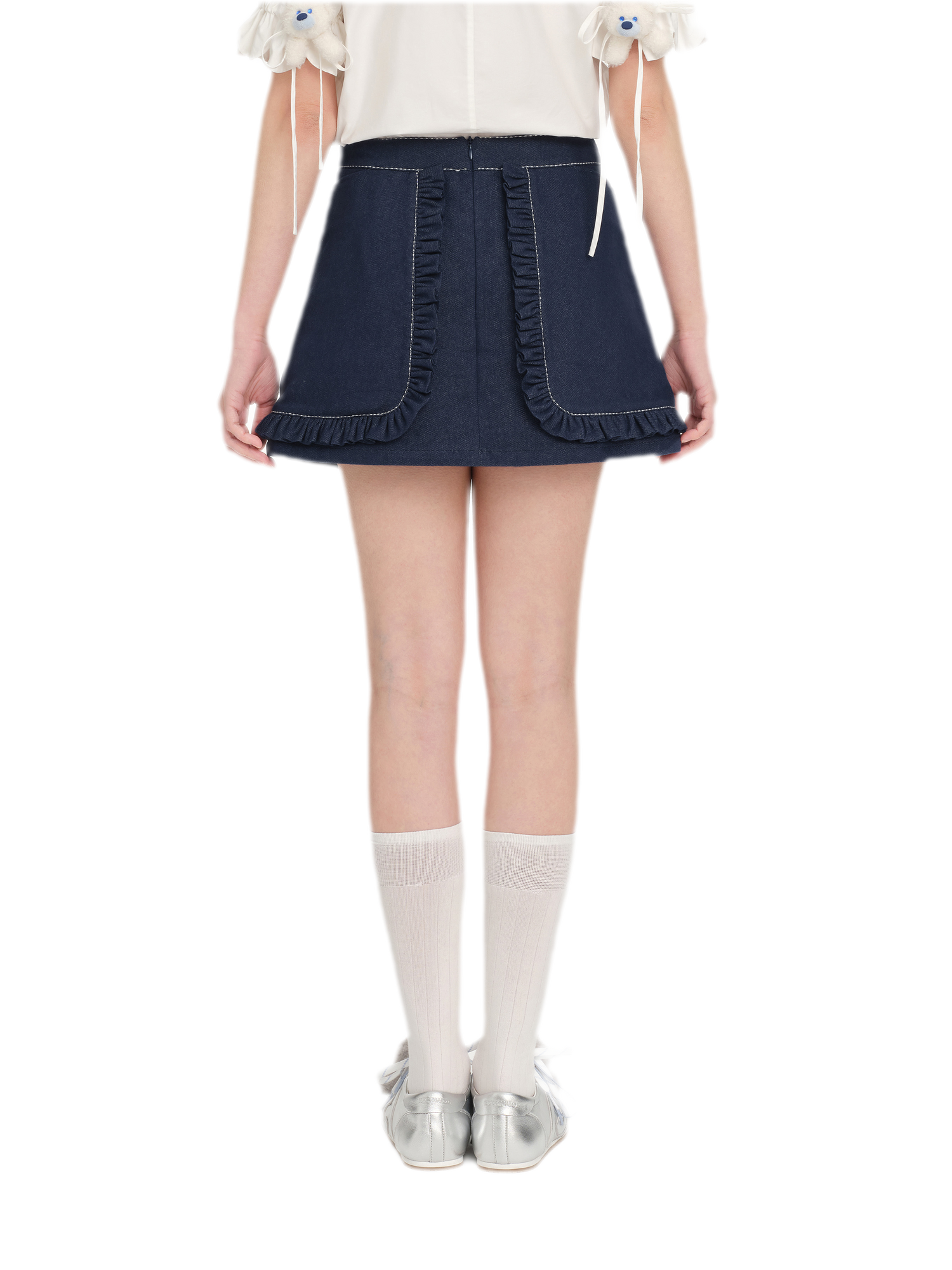 Bow Lace Denim Skort