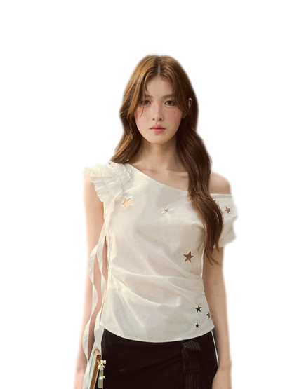Star Embroidery Asym Shirt