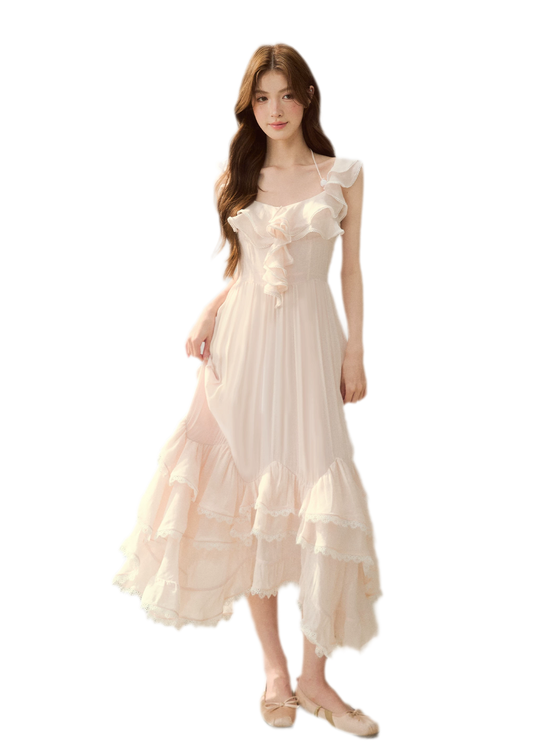 Soft Drape Ruffle Dress